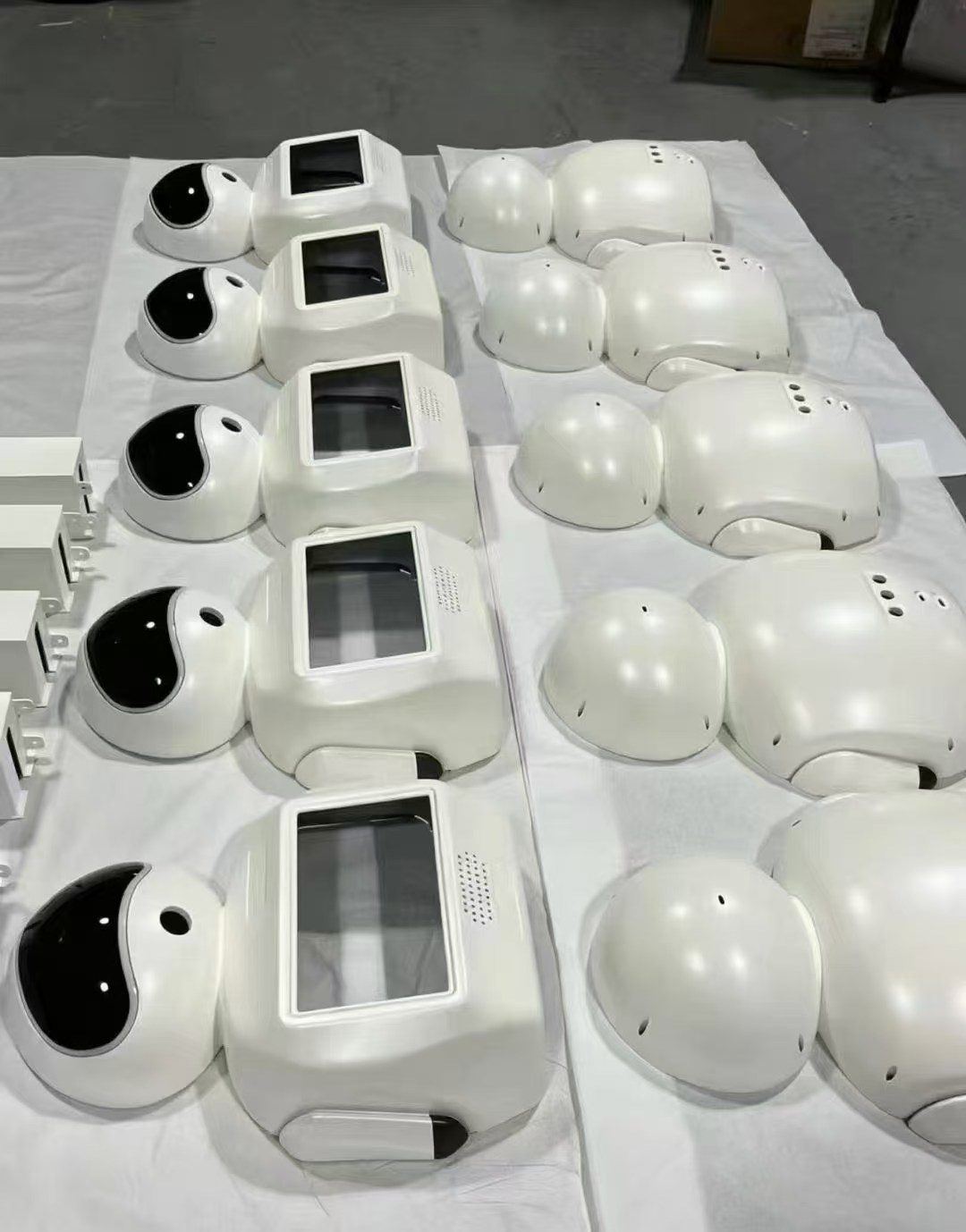 Head and body cover batches awaiting assembly